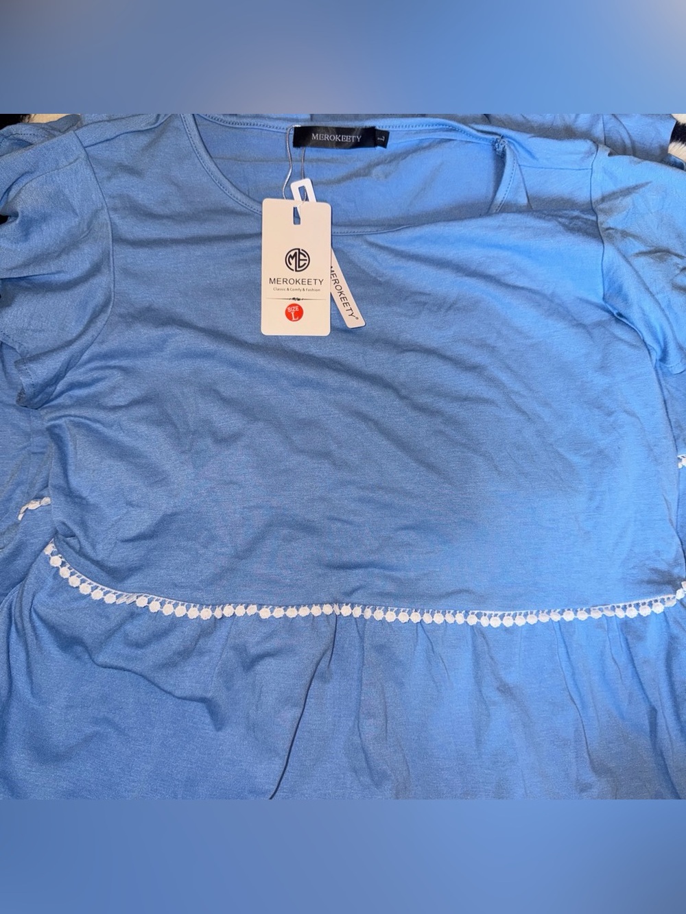 Women's Light Blue Dress with White Trim